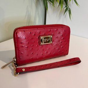 Michael Kors red leather zipper wallet